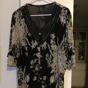 Appointments pale green, cream and black blouse 2X Never worn.